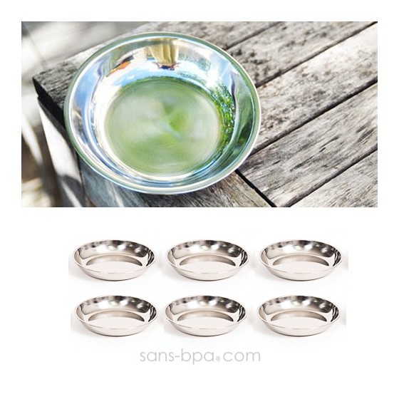 Lot 4 assiettes inox à bords Small - ONYX