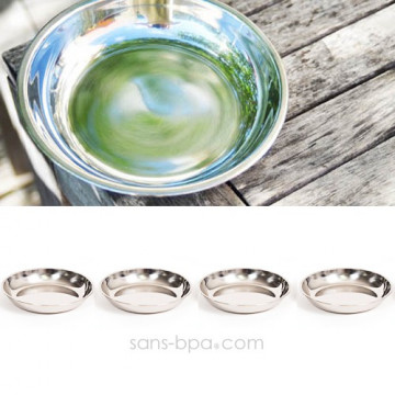 Lot 2 assiettes inox à bords Médium - ONYX