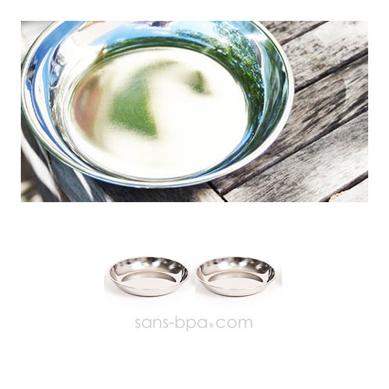 Lot 2 assiettes inox à bords Médium - ONYX