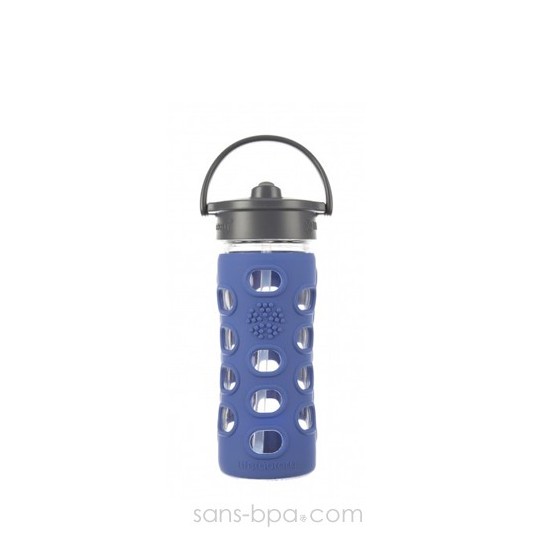 Gourde verre PAILLE 350ml COBALT