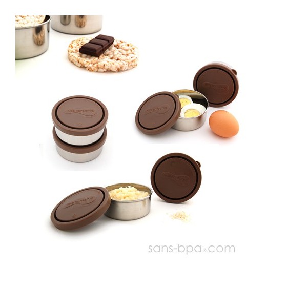 Lot 4 petites boites inox CHOCOLAT