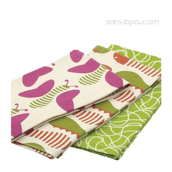 Lot 2 serviettes Set coton recyclé CHENILLES