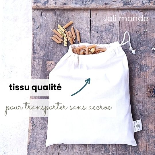 Sac à Vrac Réutilisable En Coton - Gradué - Lavable - 19,5 X 30 Cm - Marque Cook Concept